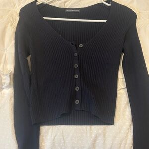 Brandy Melville Black Ribbed Button Cardigan